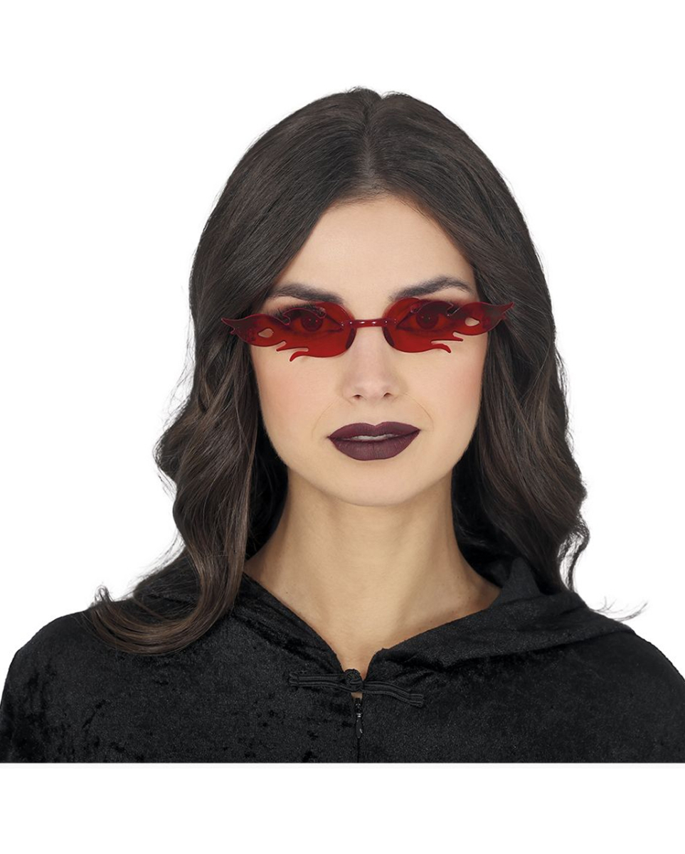 Rote Brille mit Flammen Motiv