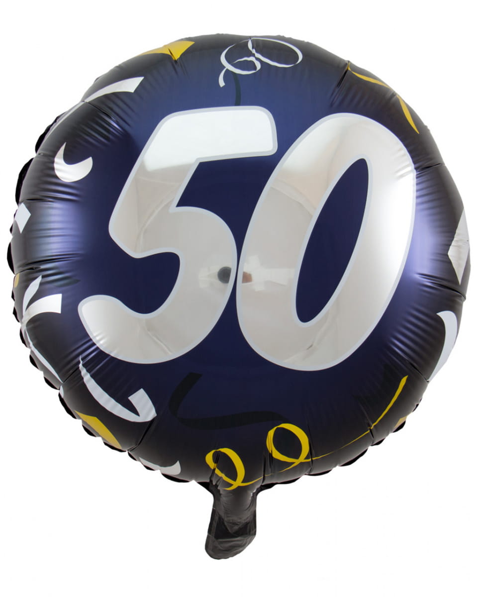 Ballon mit Zahl 50 schwarz-gold 45 cm