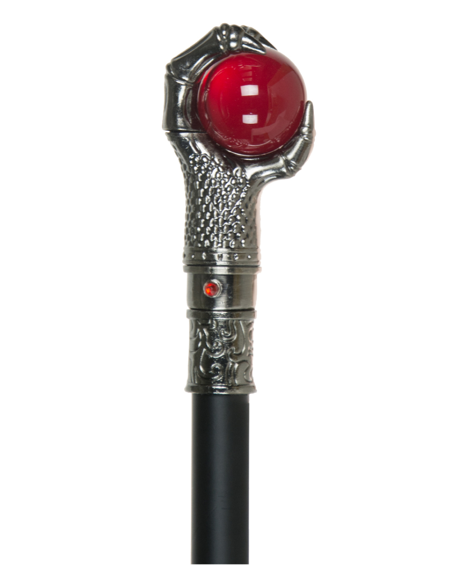 Spazierstock mit Drachenklaue & roter Glaskugel 95cm