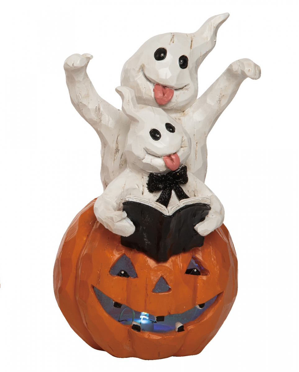Leuchtkürbis mit Geistern & Buch 22cm