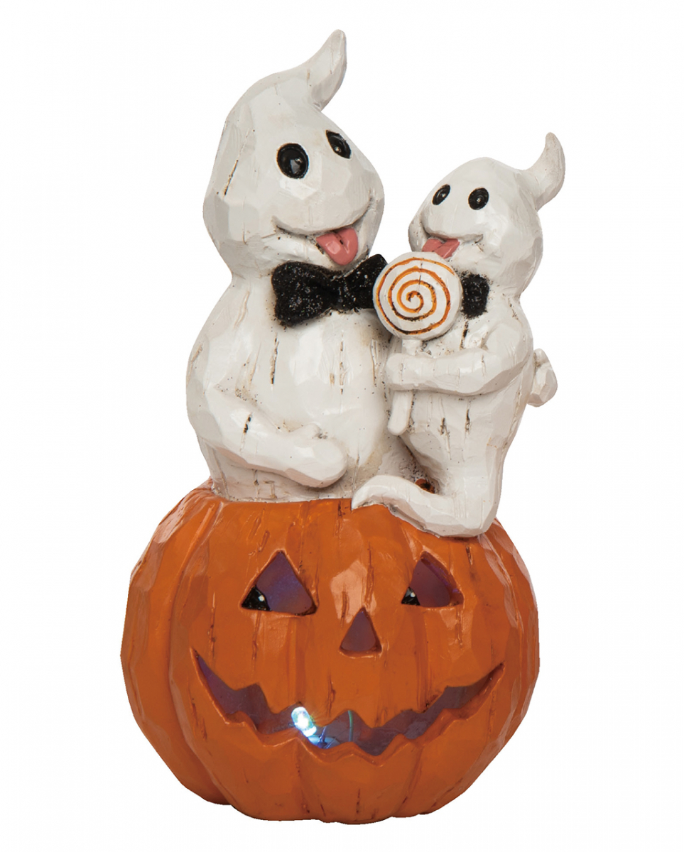 Geister mit Lutscher auf Leuchtkürbis 22cm