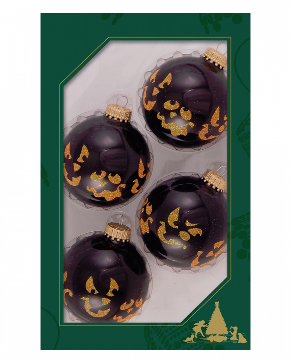 Gruselgesichter Halloween Glitzer Weihnachtskugeln Ø6,5cm 4 Stück