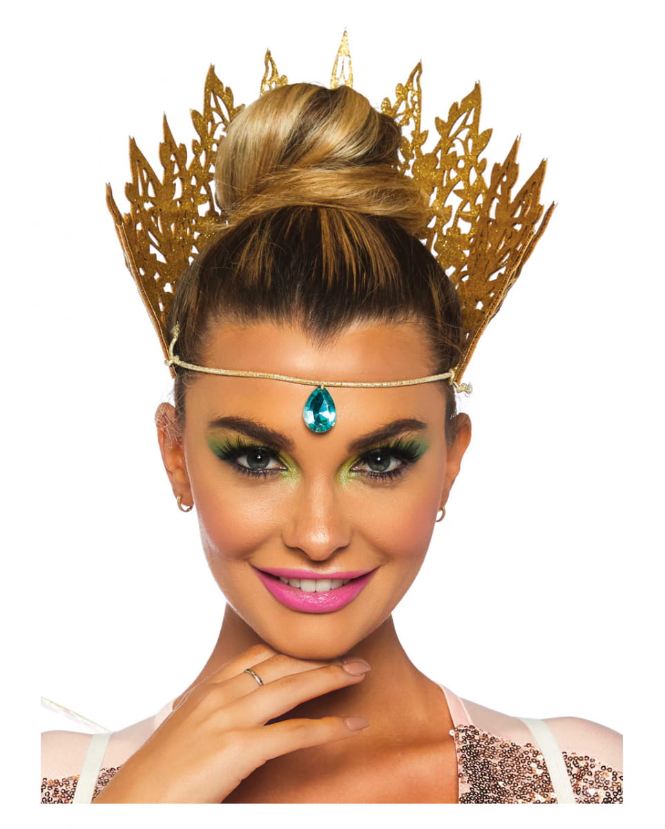 Glitzer Krone gold mit Juwel