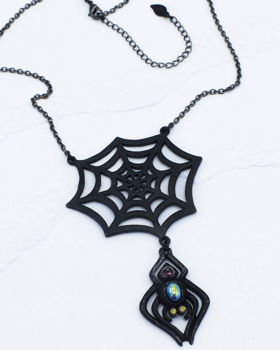 Gothic Kette Spinnennetz mit Spinne ★