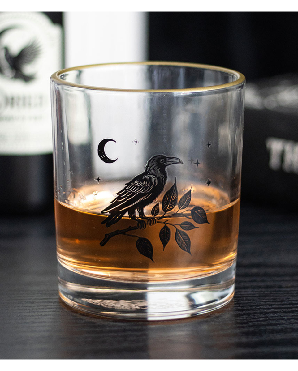 Gothic Trinkglas mit schwarzem Raben 350ml