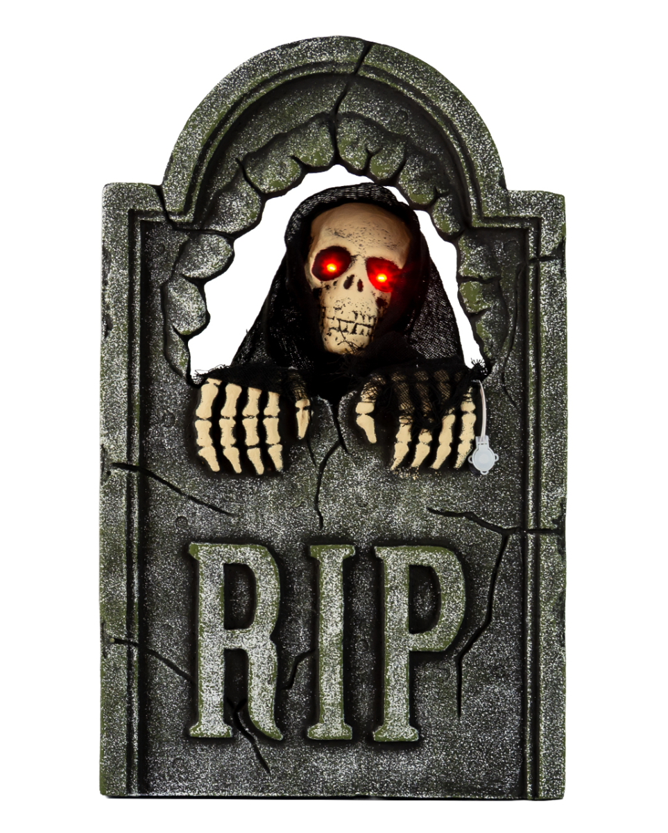 Grabstein mit sich bewegendem Sensenman, Ton & Licht 55cm