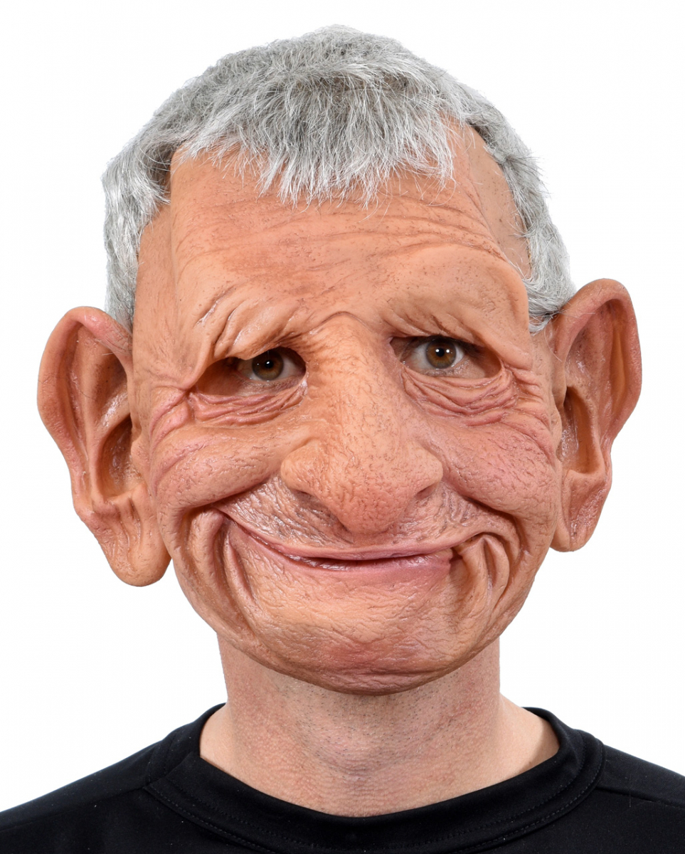 Opa Vollkopf Maske mit Haaren