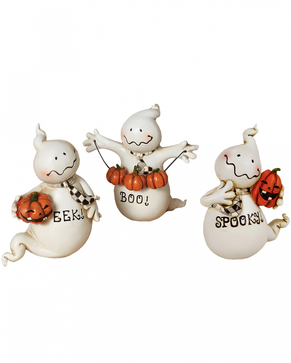 Niedliche Halloween Geister mit Kürbissen 3er Set