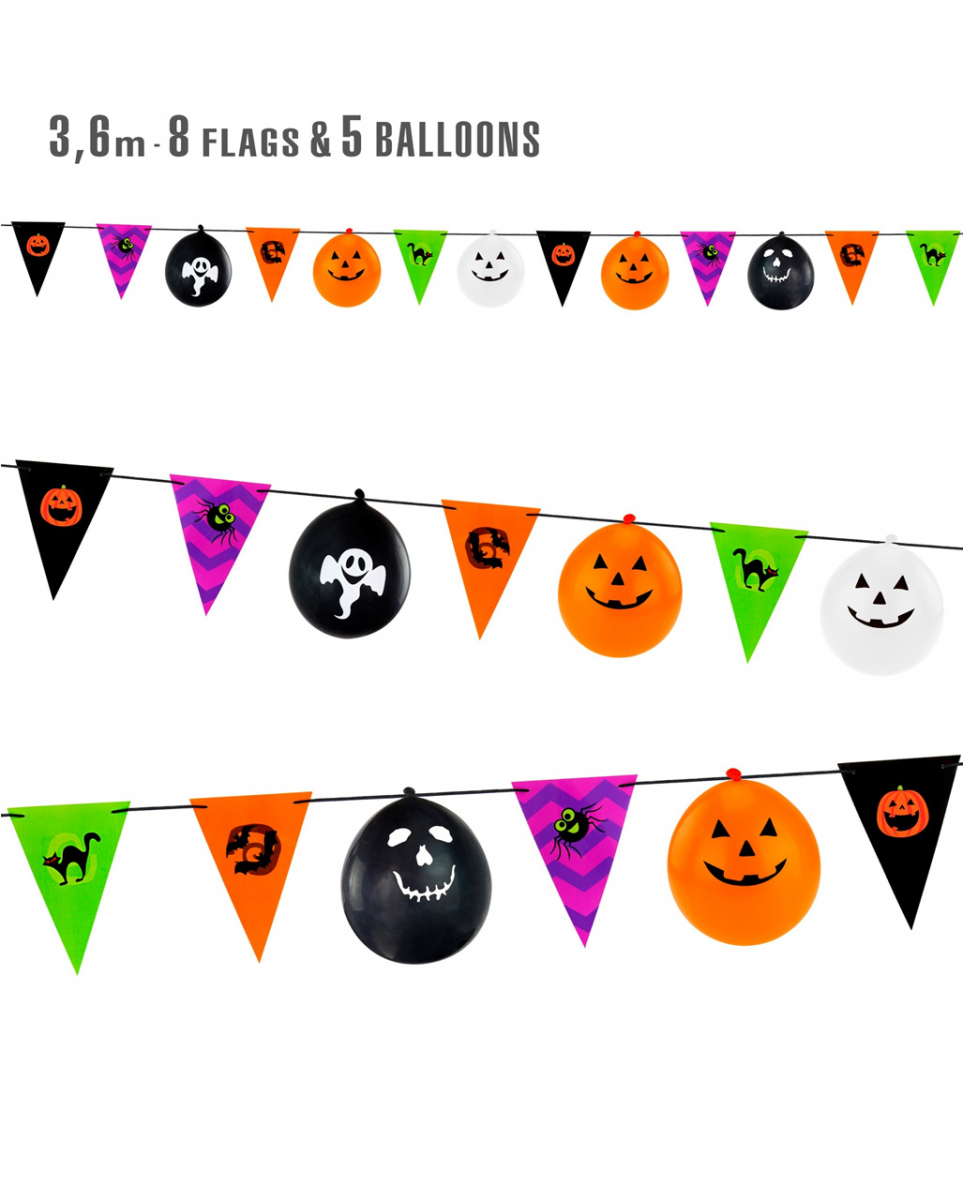 Halloween Girlande mit Flaggen & Ballons