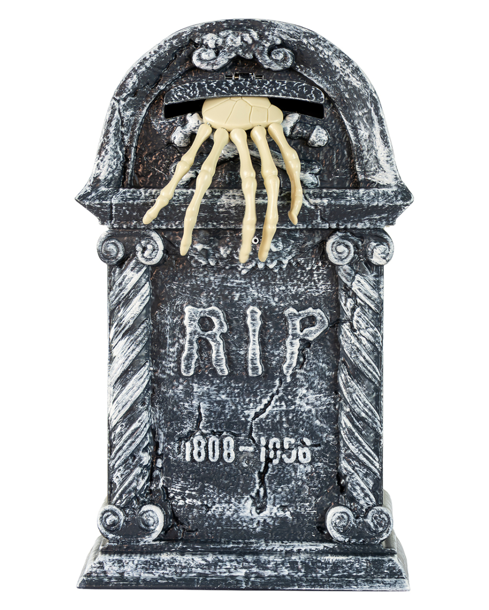 Halloween Grabstein mit Herausgreifender Skeletthand 43cm