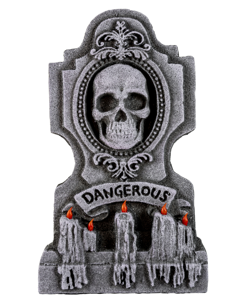'Dangerous' Skull Grabstein Kreuz 53cm