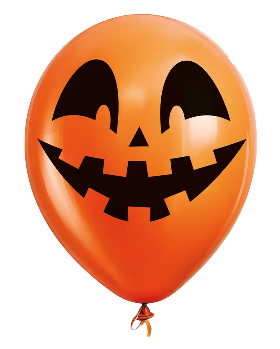 Halloween Ballons mit Kürbisgesicht Orange 10 St.