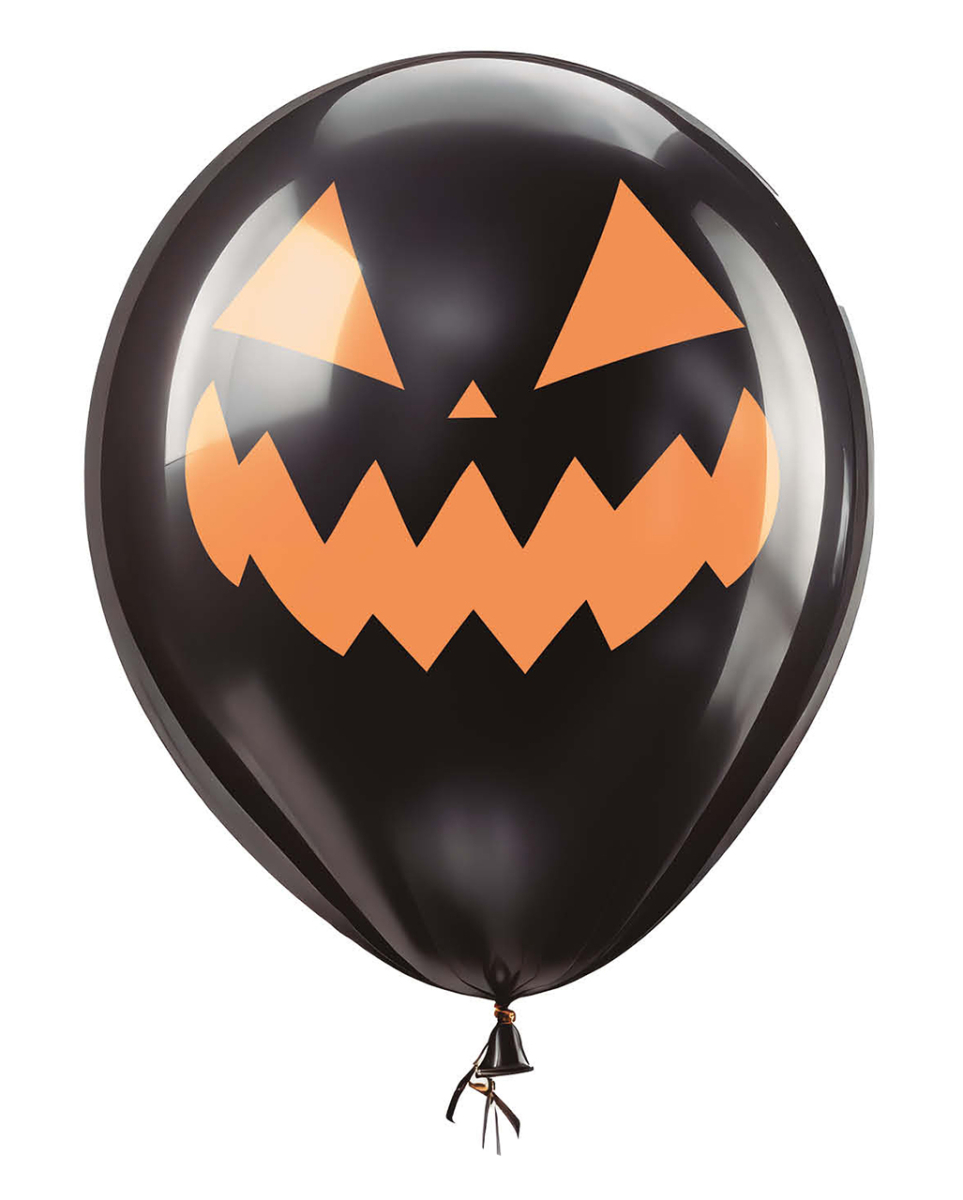 Halloween Ballons mit Kürbisgesicht Schwarz 10 St.