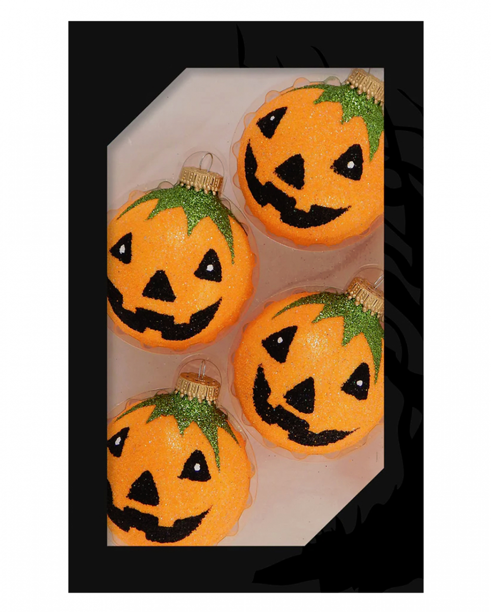 Halloween Kürbis Glitzer Christbaumkugeln Ø6,5cm 4 Stück