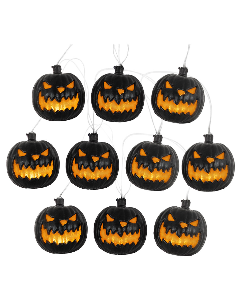 Schwarze Kürbis Halloween Lichterkette 230cm