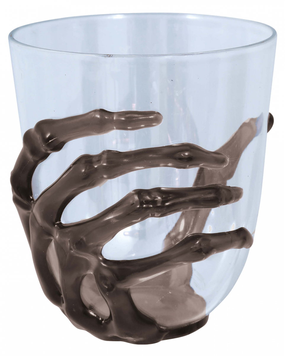 Halloween Becher mit schwarzer Skeletthand 10cm