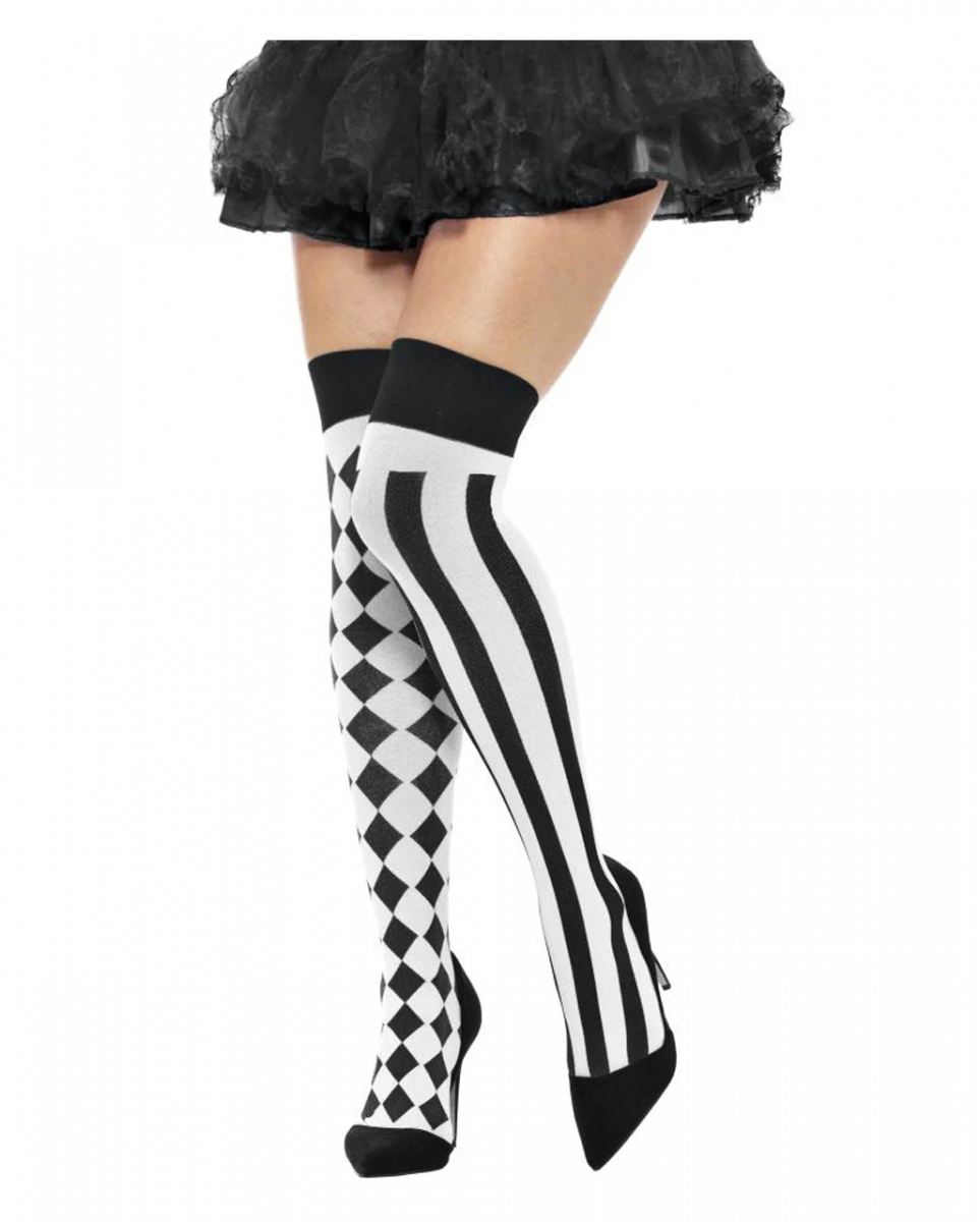 Harlekin Strümpfe schwarz-weiß economy