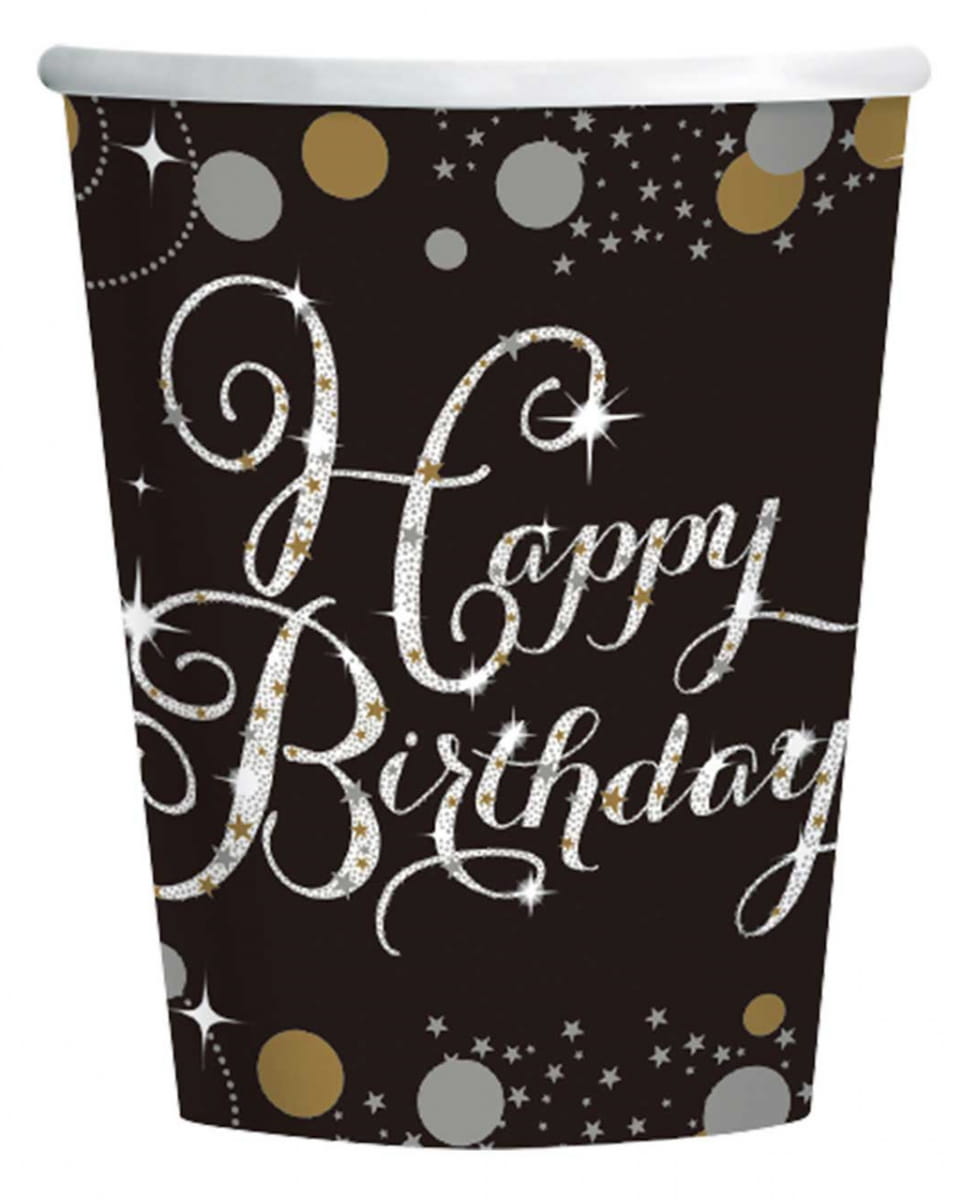 Happy Birthday Becher Silver & Gold 8 St.