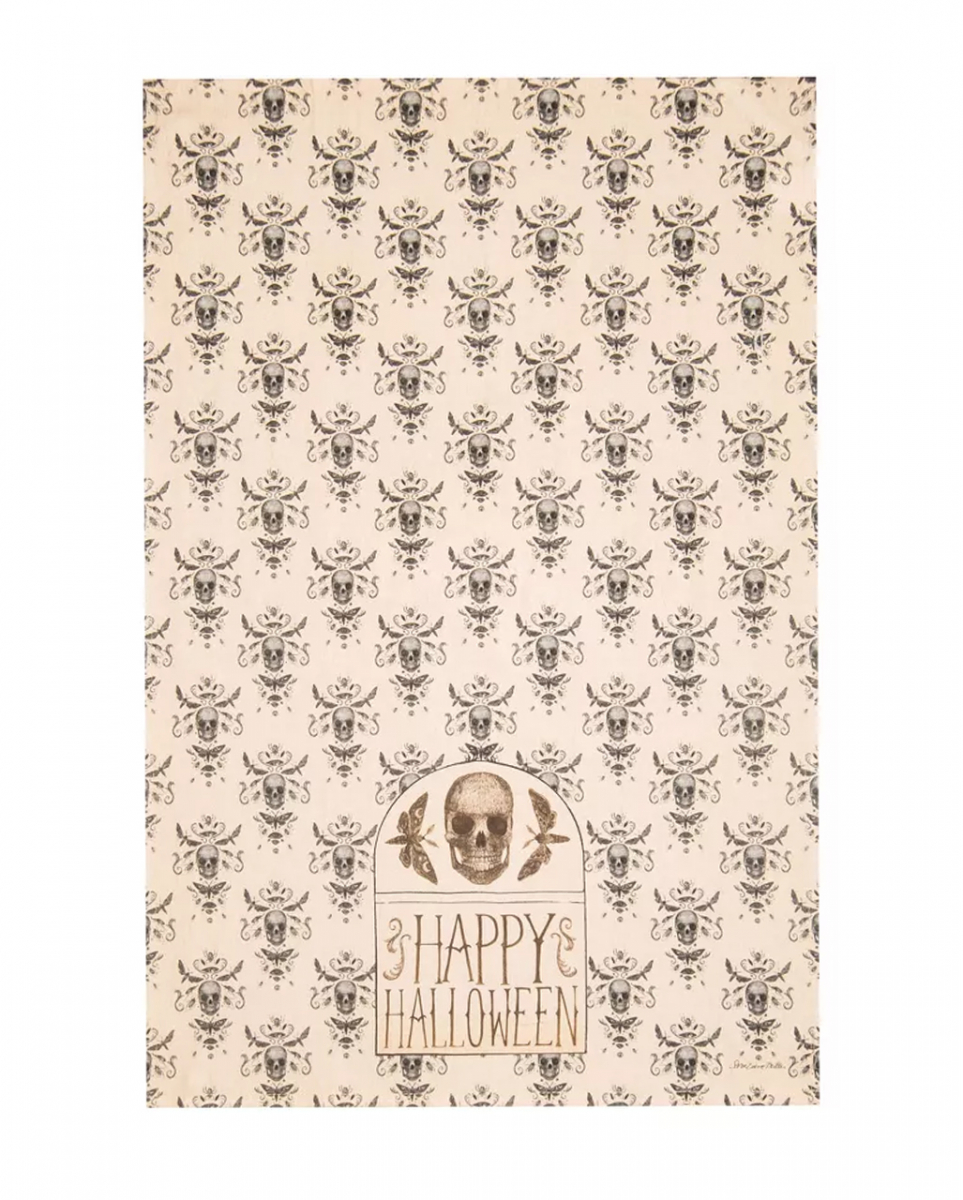 Vintage Skull & Happy Halloween Geschirrtuch