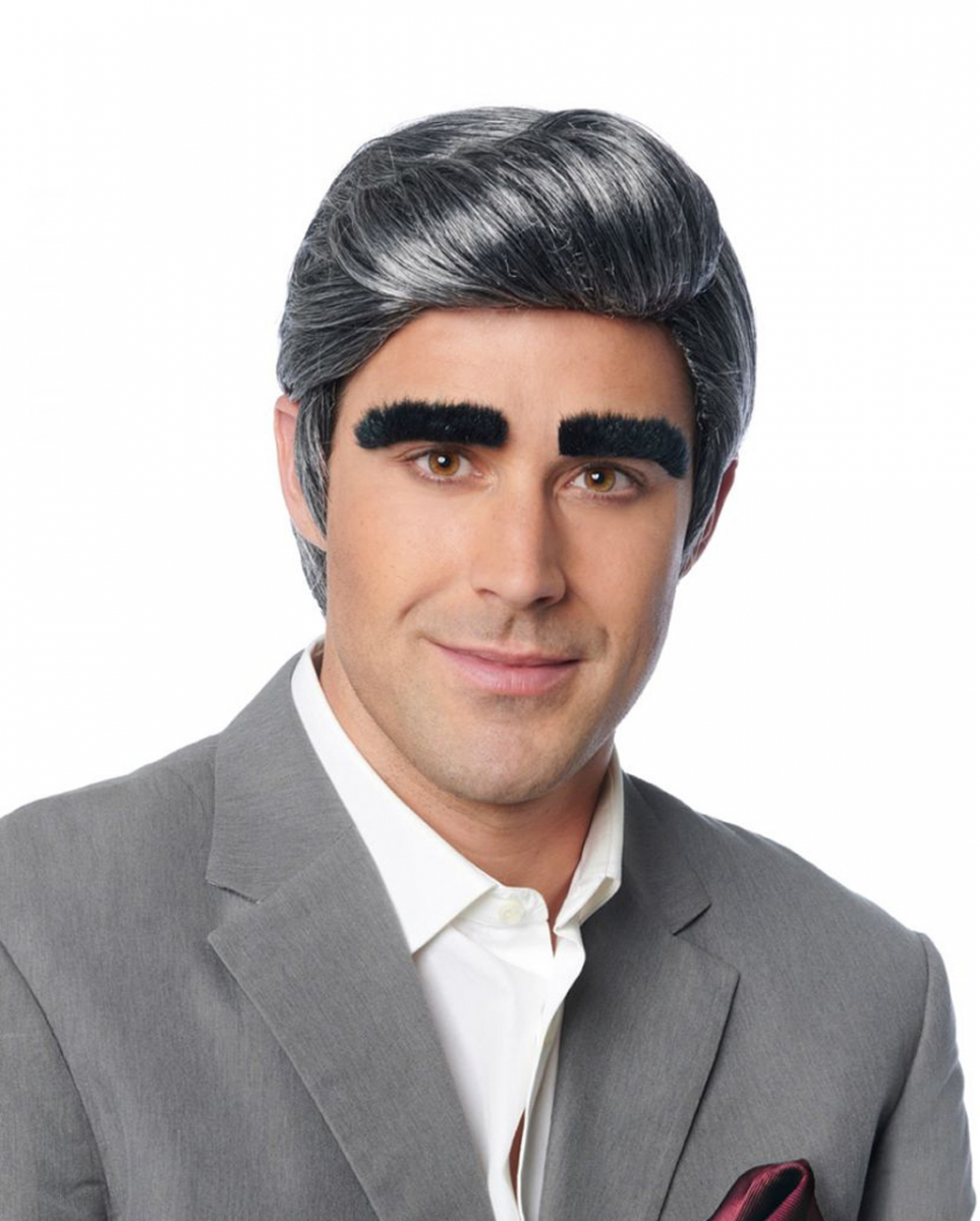 Herrenperücke Johnny mit Augenbrauen