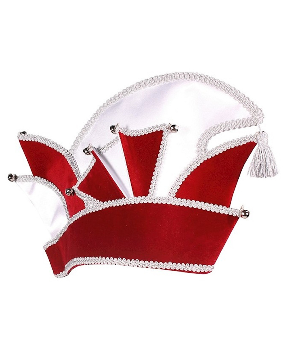 Karnevals Prinzenkappe Deluxe in Rot-Silber