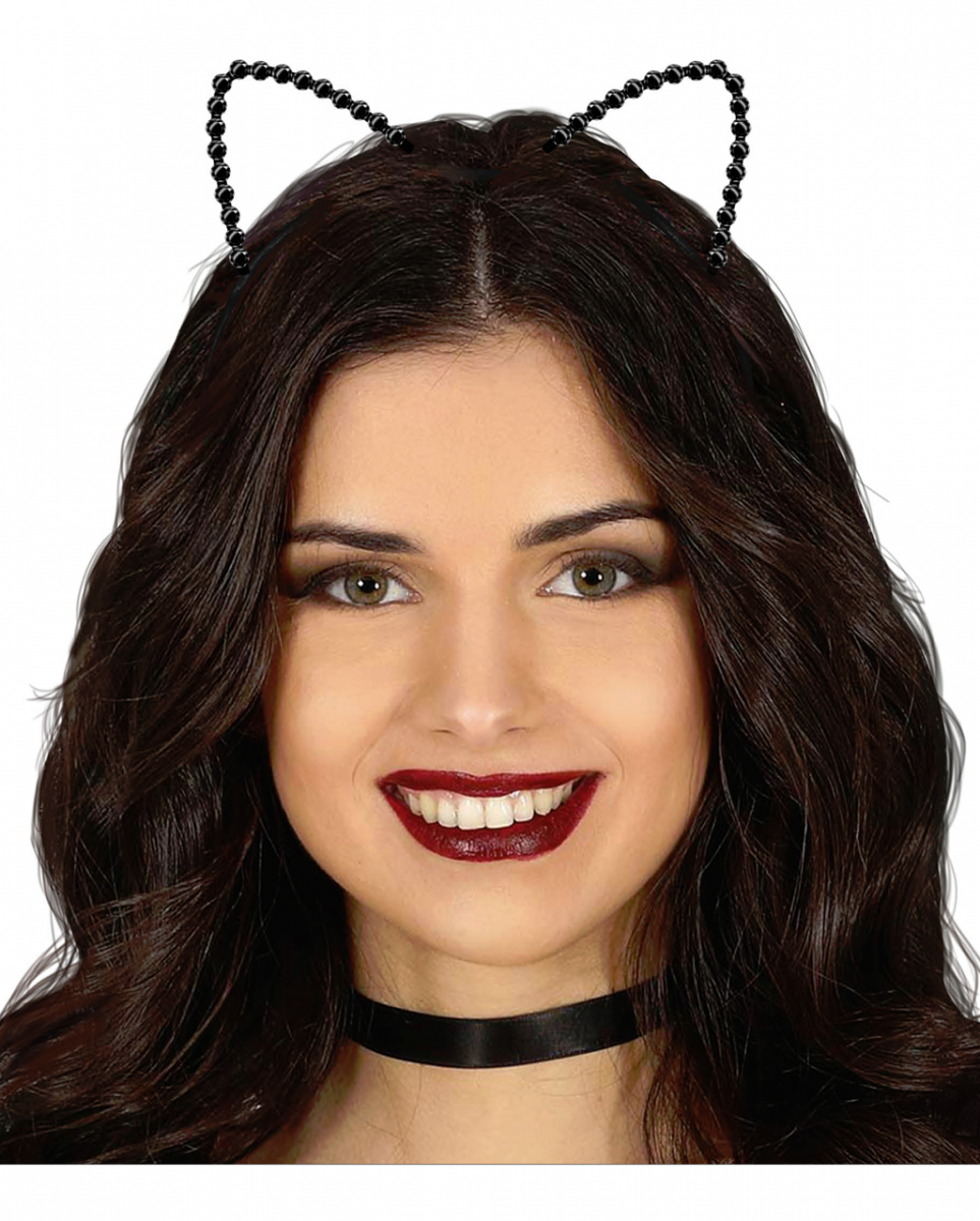 Haarreif mit Katzenohren aus Glitzersteinen