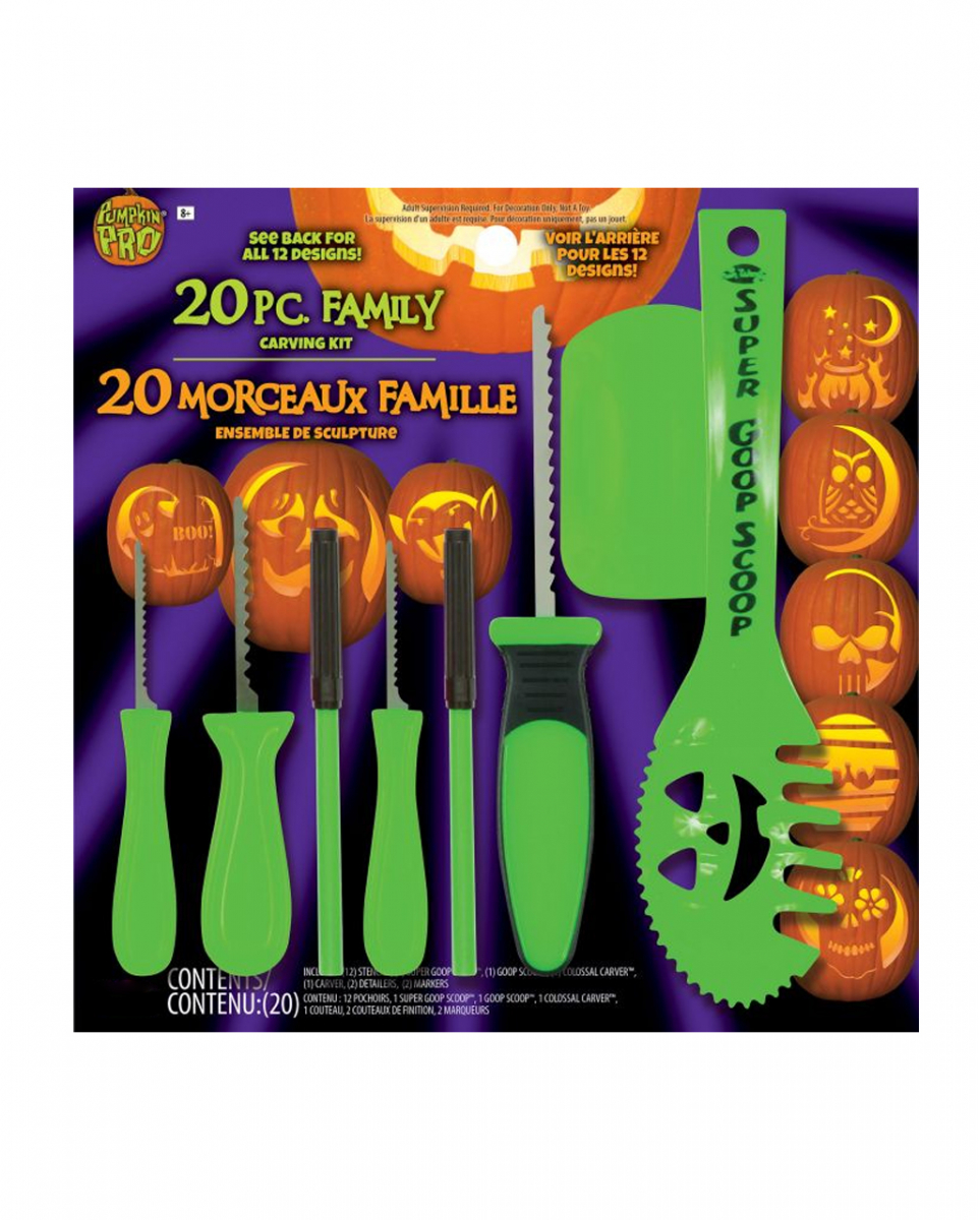 XXL Kürbis Schnitz Set mit Schablonen