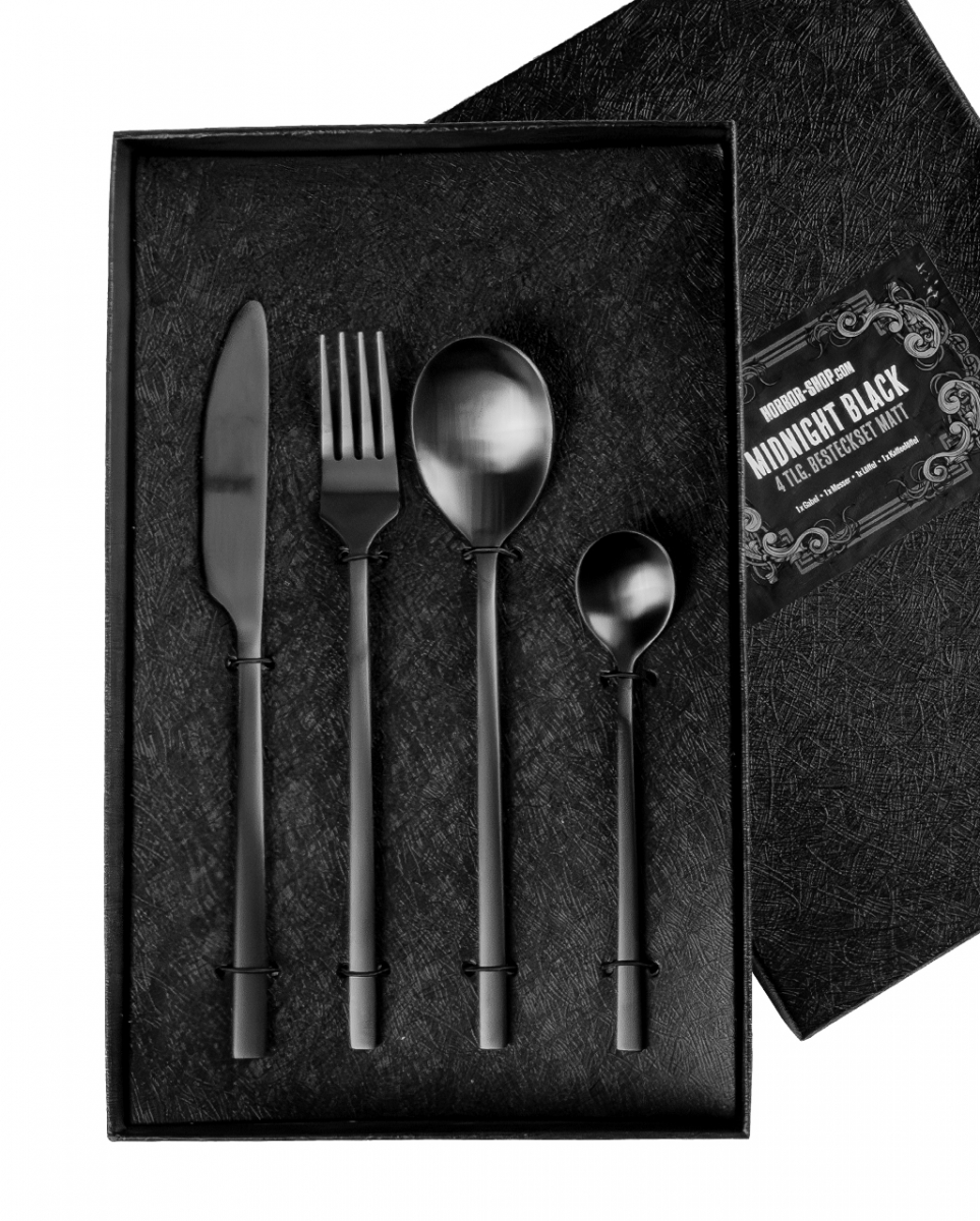 Matt Schwarzes Besteck Set - Midnight Black 4-tlg.