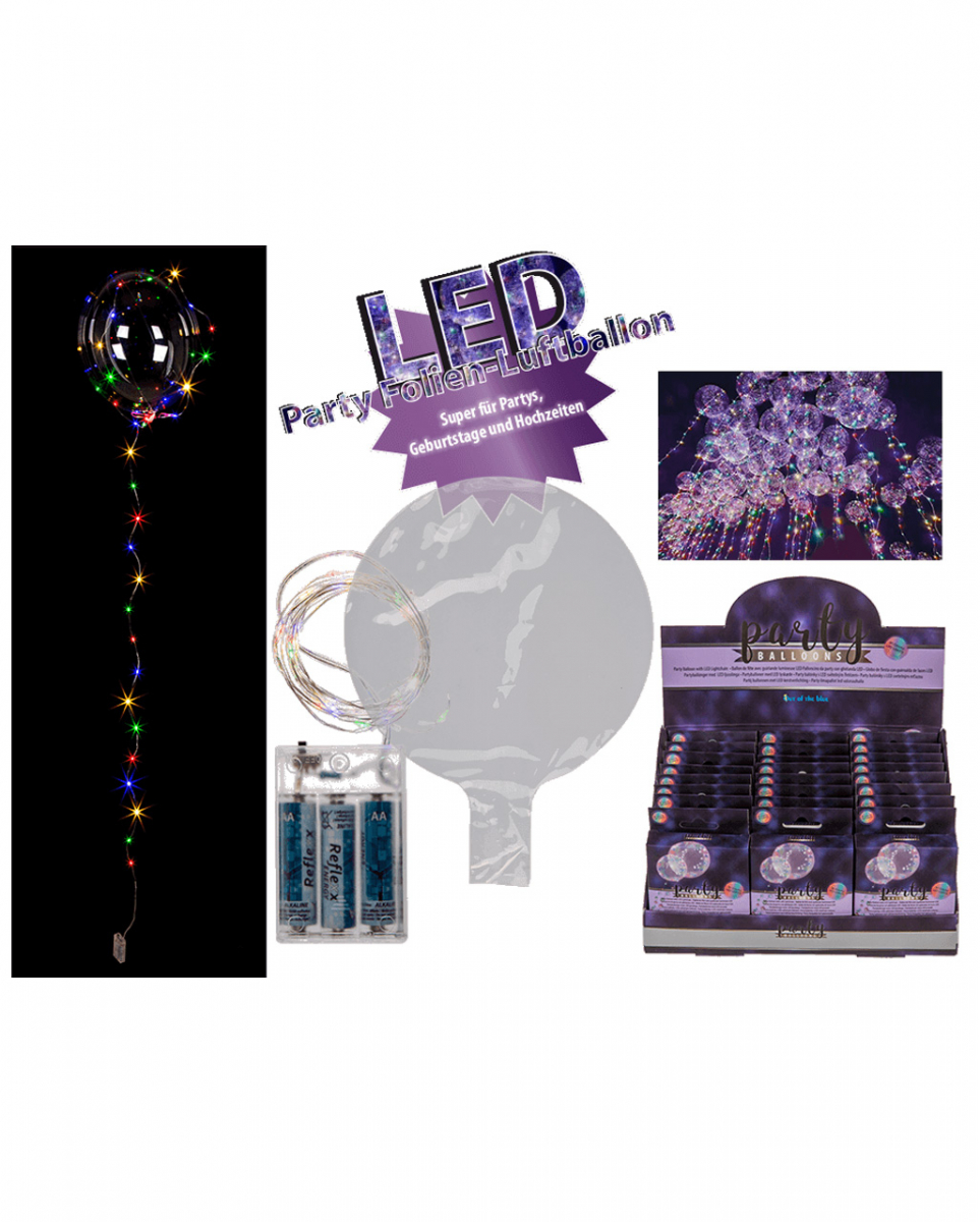 Partyballon mit bunter Lichterkette