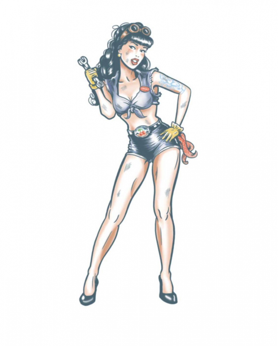 Sexy Mechanic Pin Up Tattoo zum Aufkleben