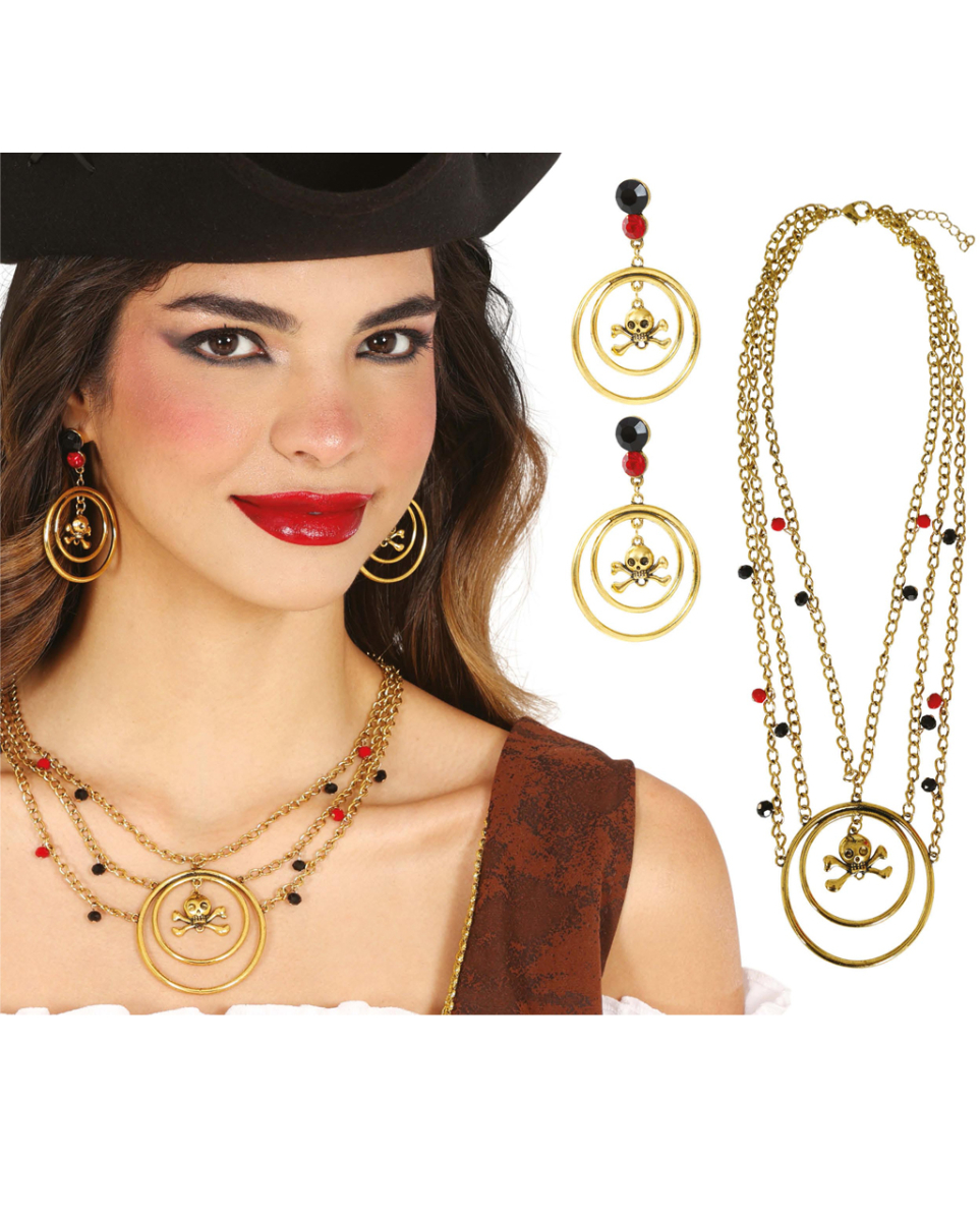 Seeräuber Schmuck mit Halskette & Ohrringen