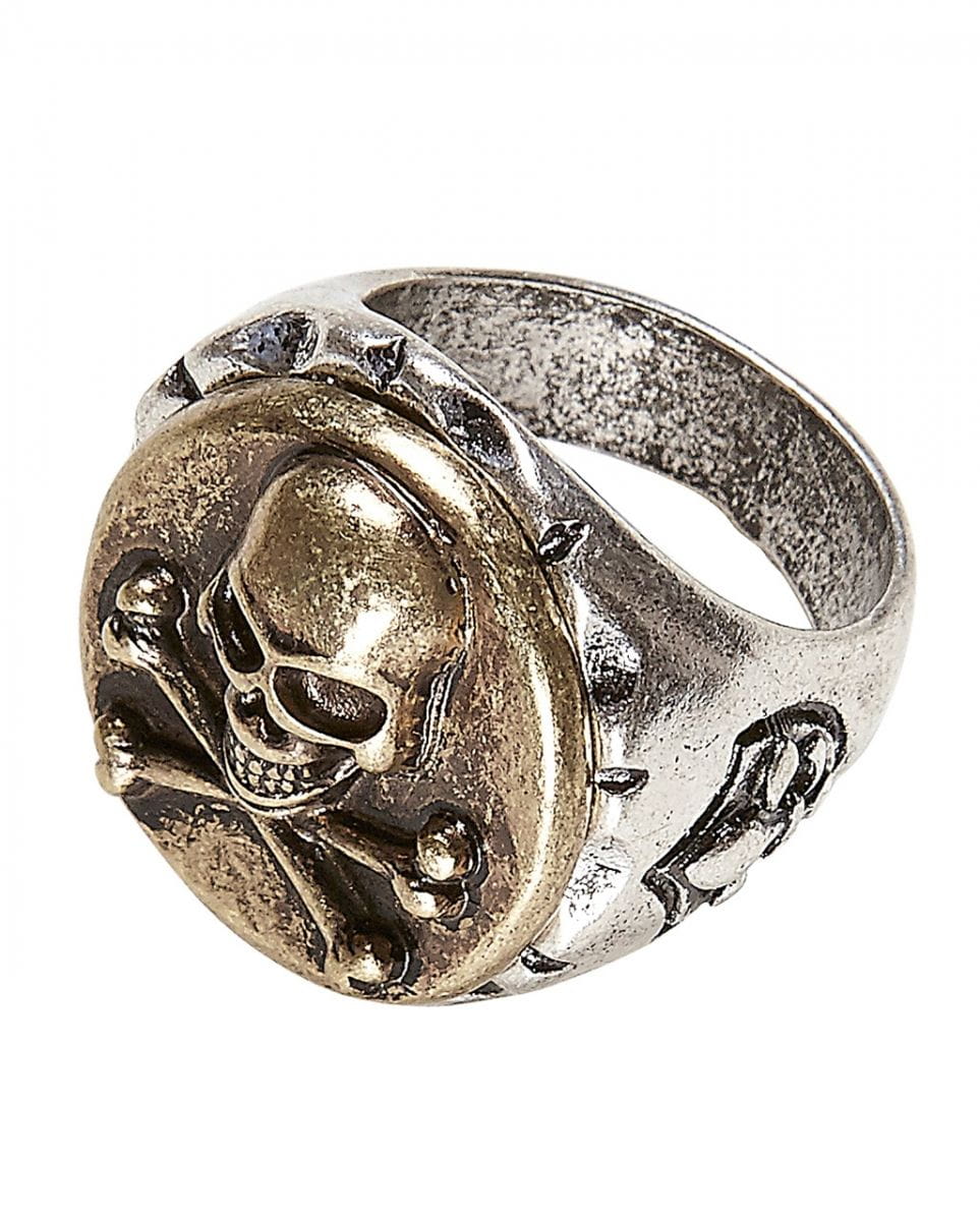 Totenkopf Piratenring aus Metall