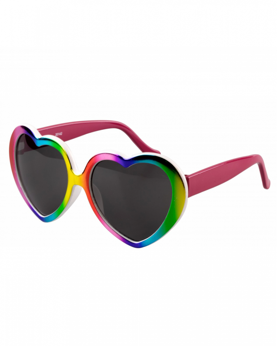 Herz Brille in Regenbogenfarben