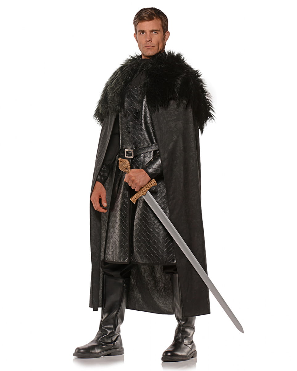 Ritter Umhang mit Kunstfell schwarz