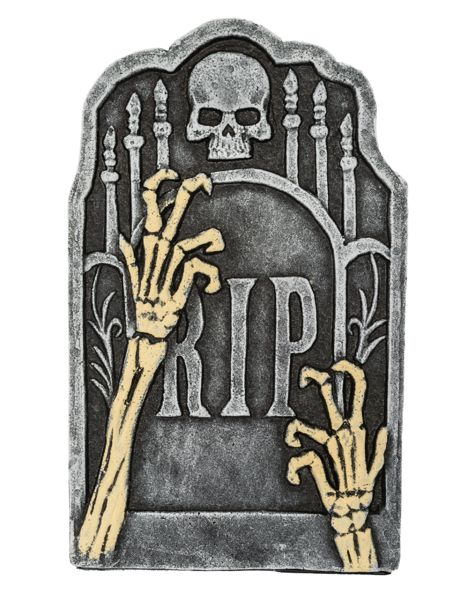 Grabstein mit RIP & Skelett Händen 55cm
