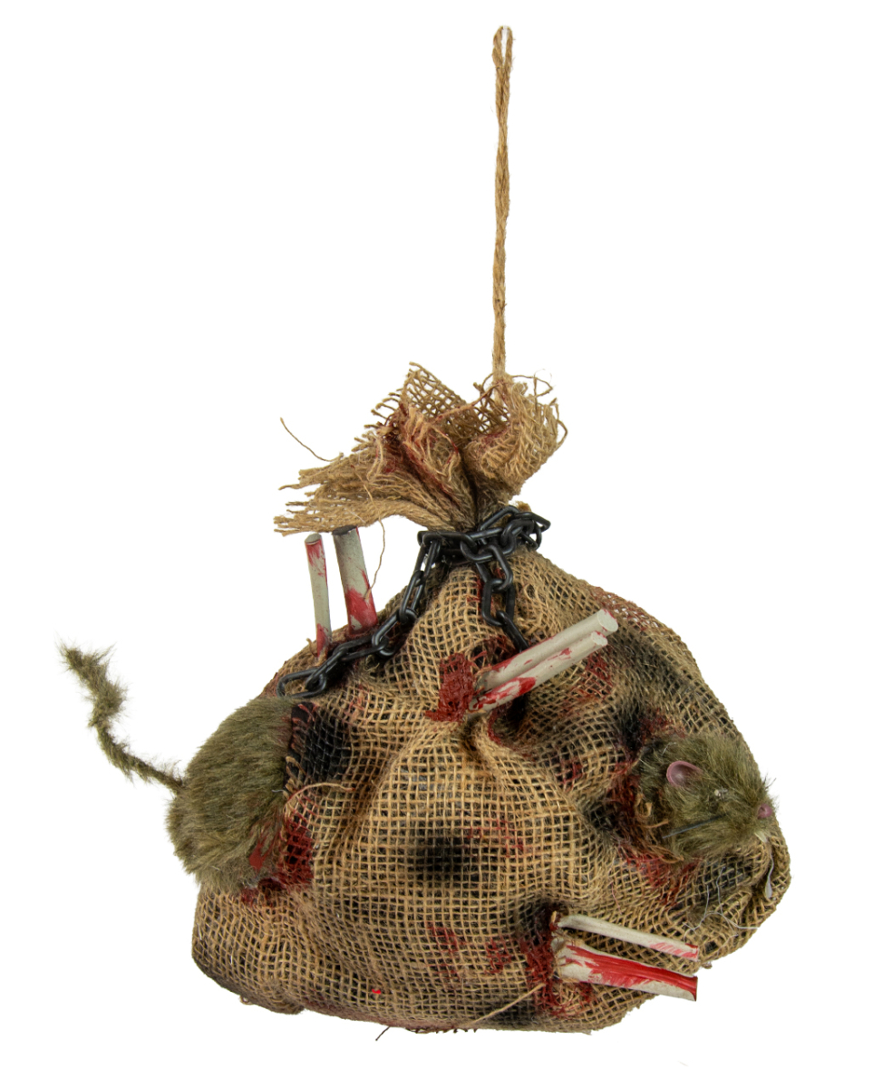 Sack mit Ratten - Geräusche, Licht & Schüttel Effekt 31cm