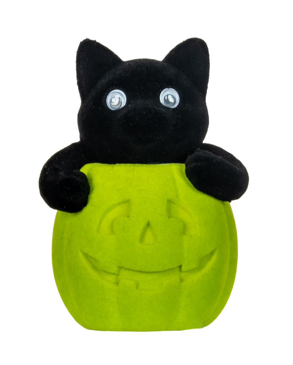Katze im Halloween Pumpkin Grün 11cm