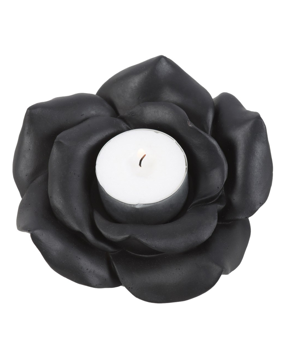 Schwarze Rose Teelichthalter 11cm