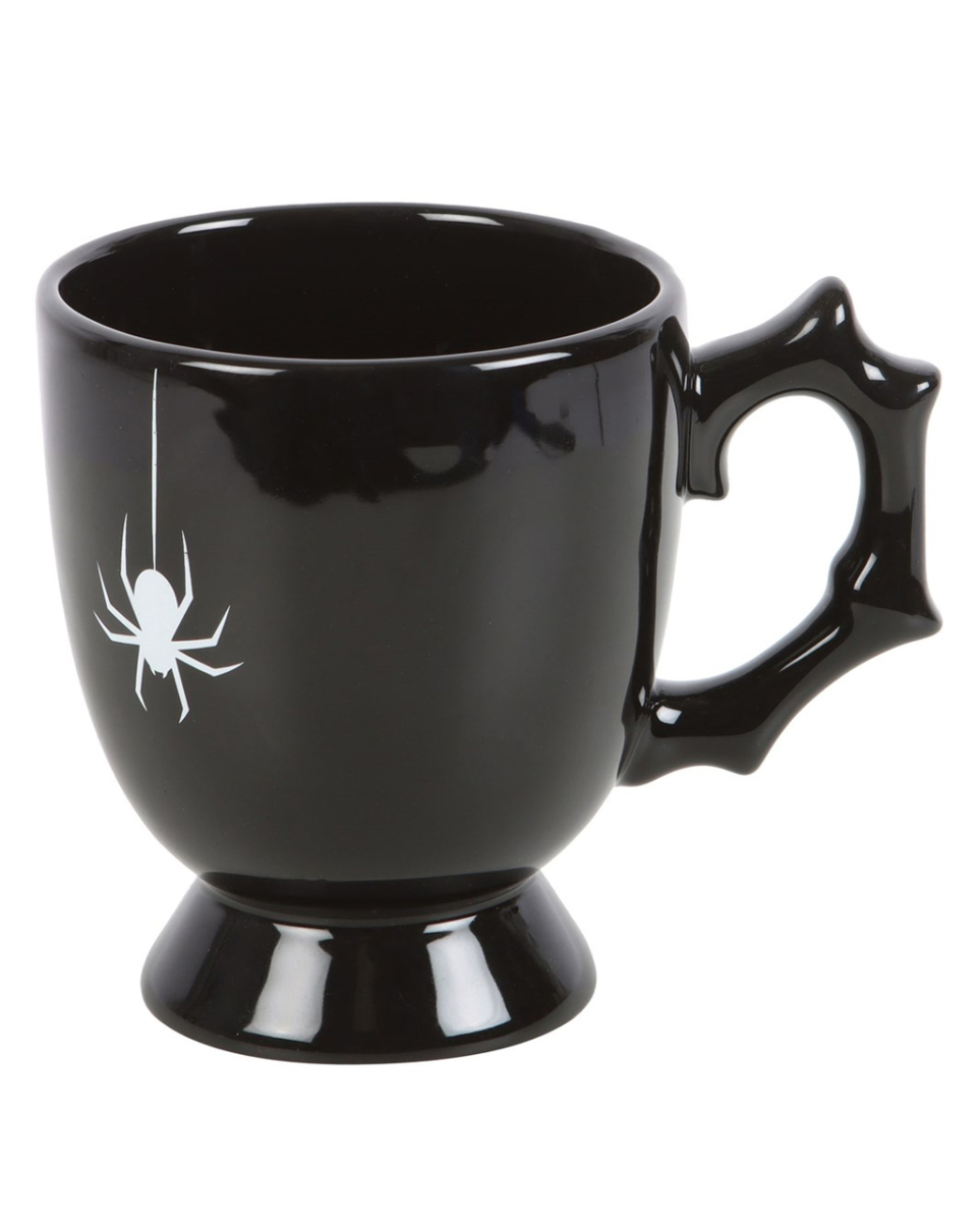 Schwarze Keramik Teetasse mit Spinne 11cm