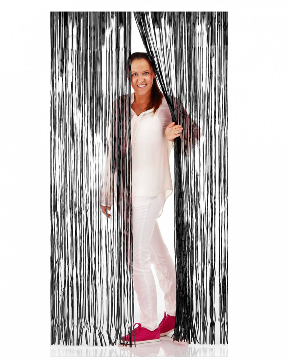 Schwarzer Fransen-Türvorhang aus Folie 2x1 m