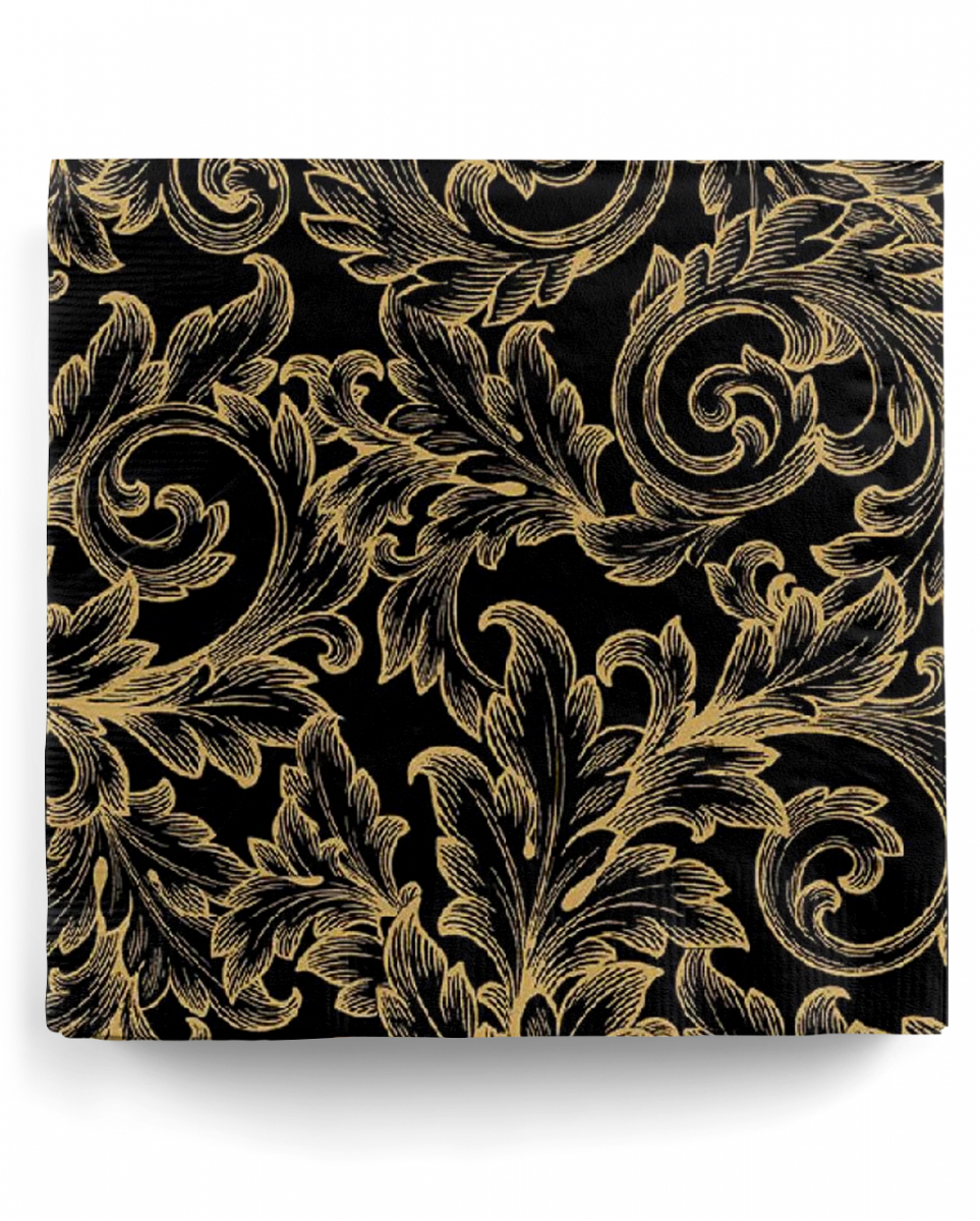 Servietten Gothic Barock Schwarz/Gold 20 St.