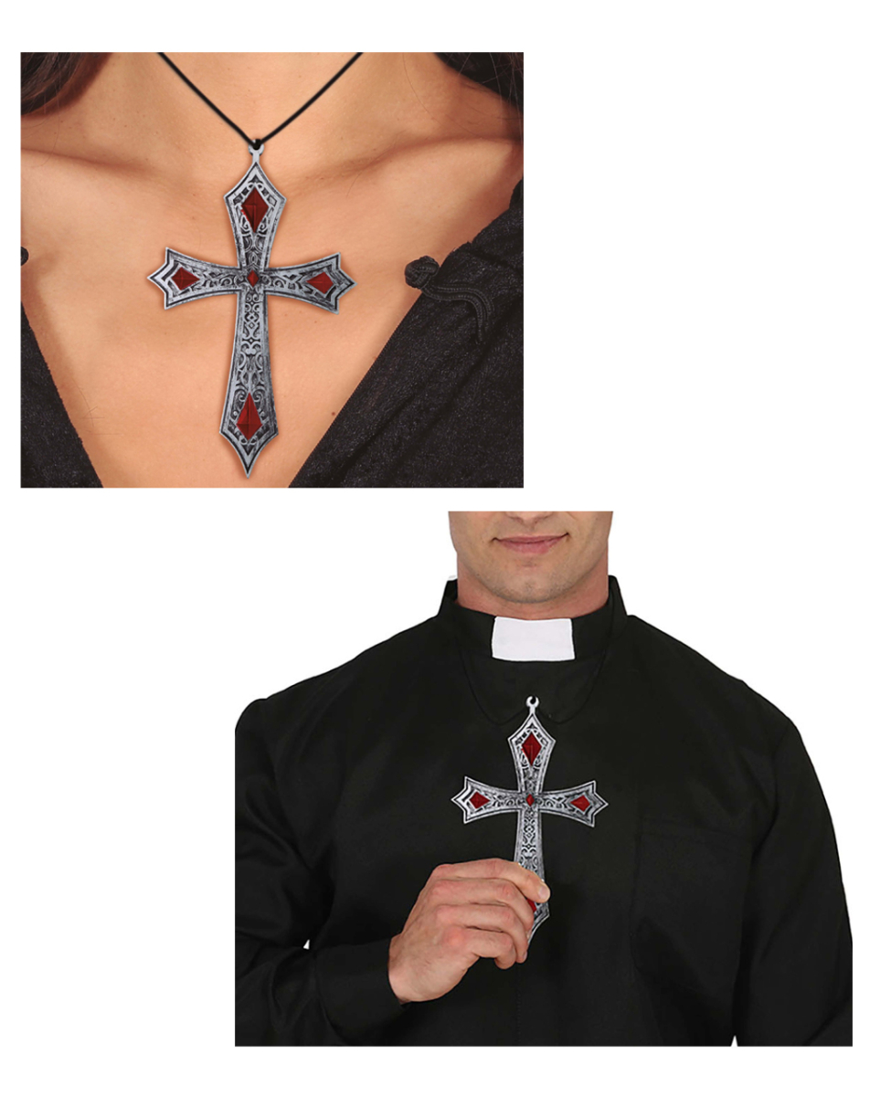 Gothic Kreuz als Kostümkette silber