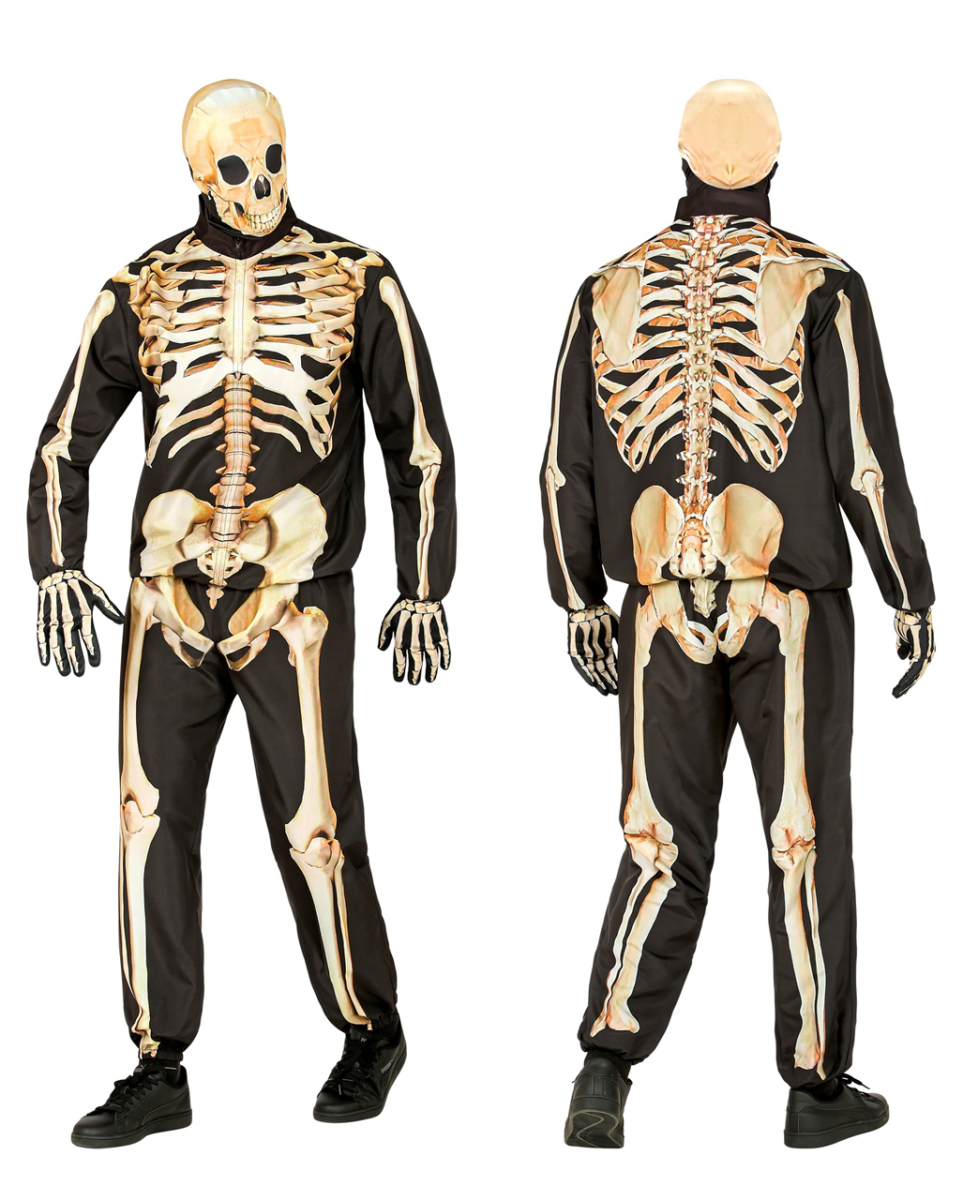 Skelett Schnellkostüm mit Maske & Handschuhe