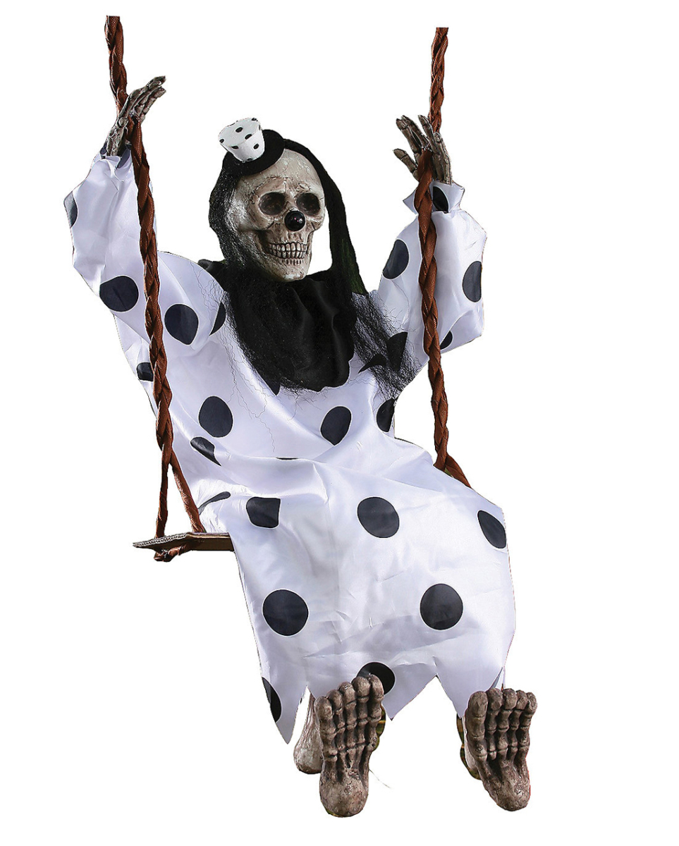 Clown Skelett Geist auf der Schaukel