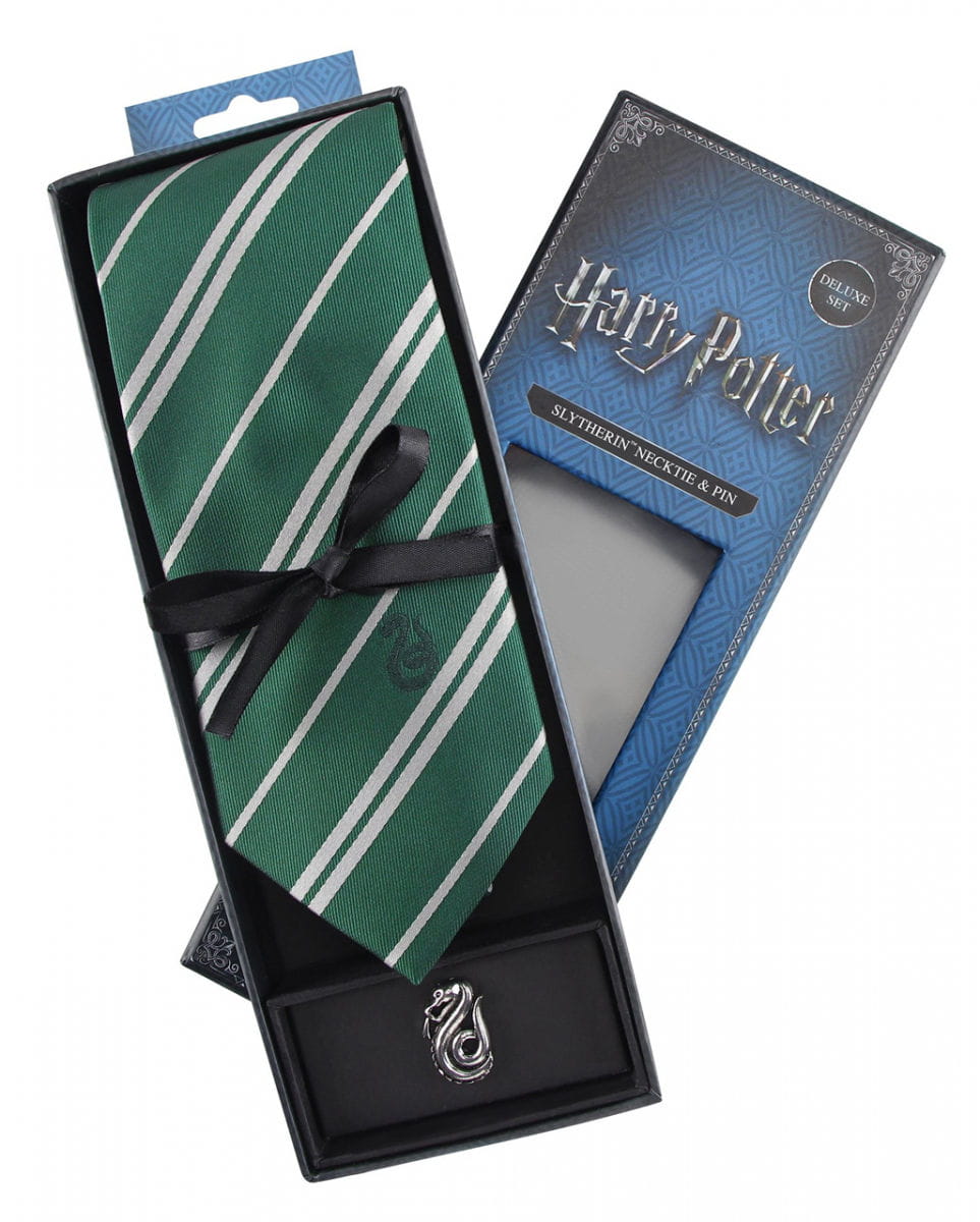 Slytherin Krawatte mit Pin - Harry Potter