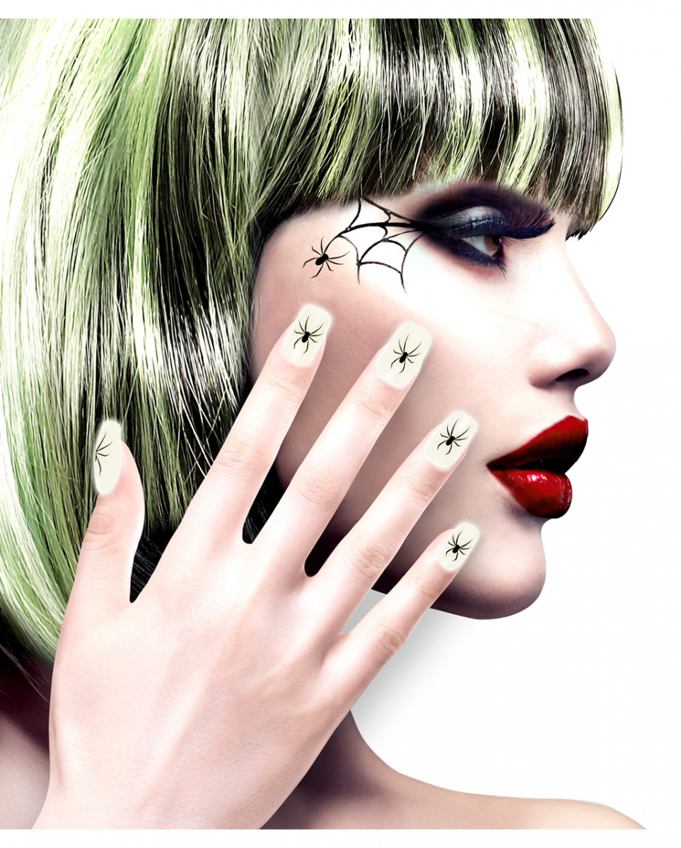 Spinnen Fingernägel Glow in the Dark 12 St.