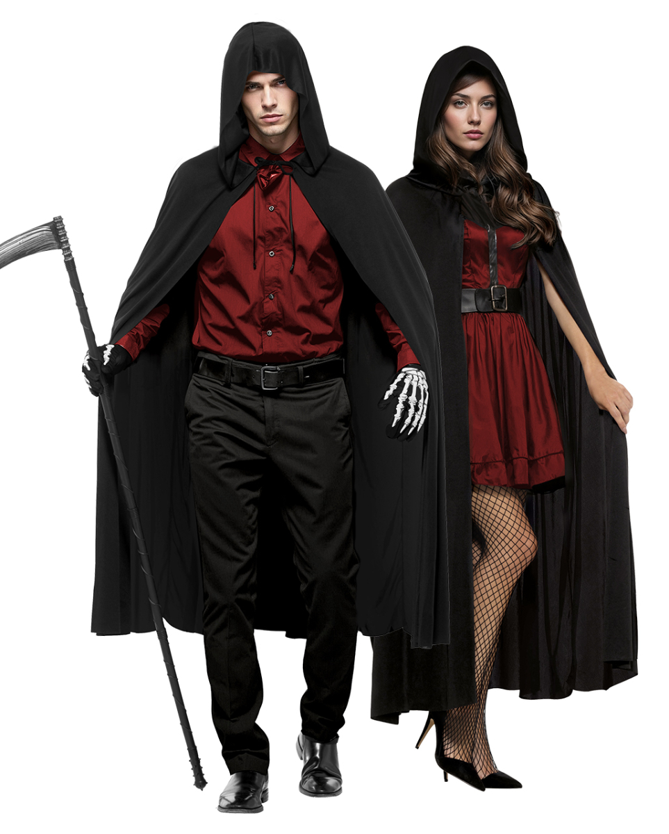 Schwarzer Kapuzen Umhang als Cape Deluxe