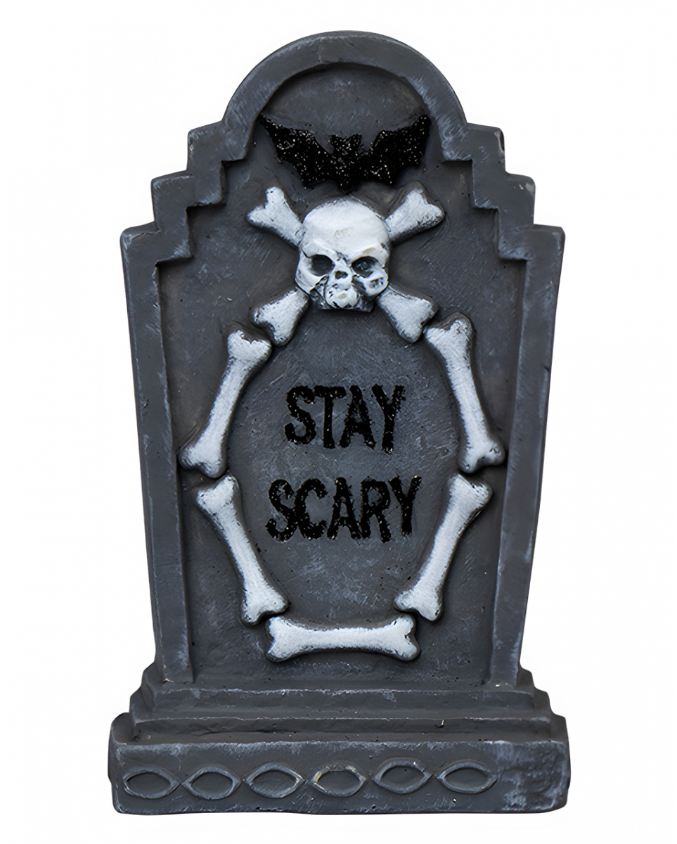Deko Grabstein Stay Scary mit Fledermaus 14,5cm