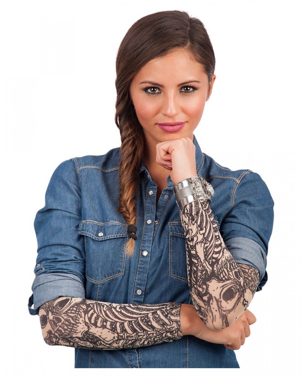 Tattoo Ärmel Skelett Print 2 St.