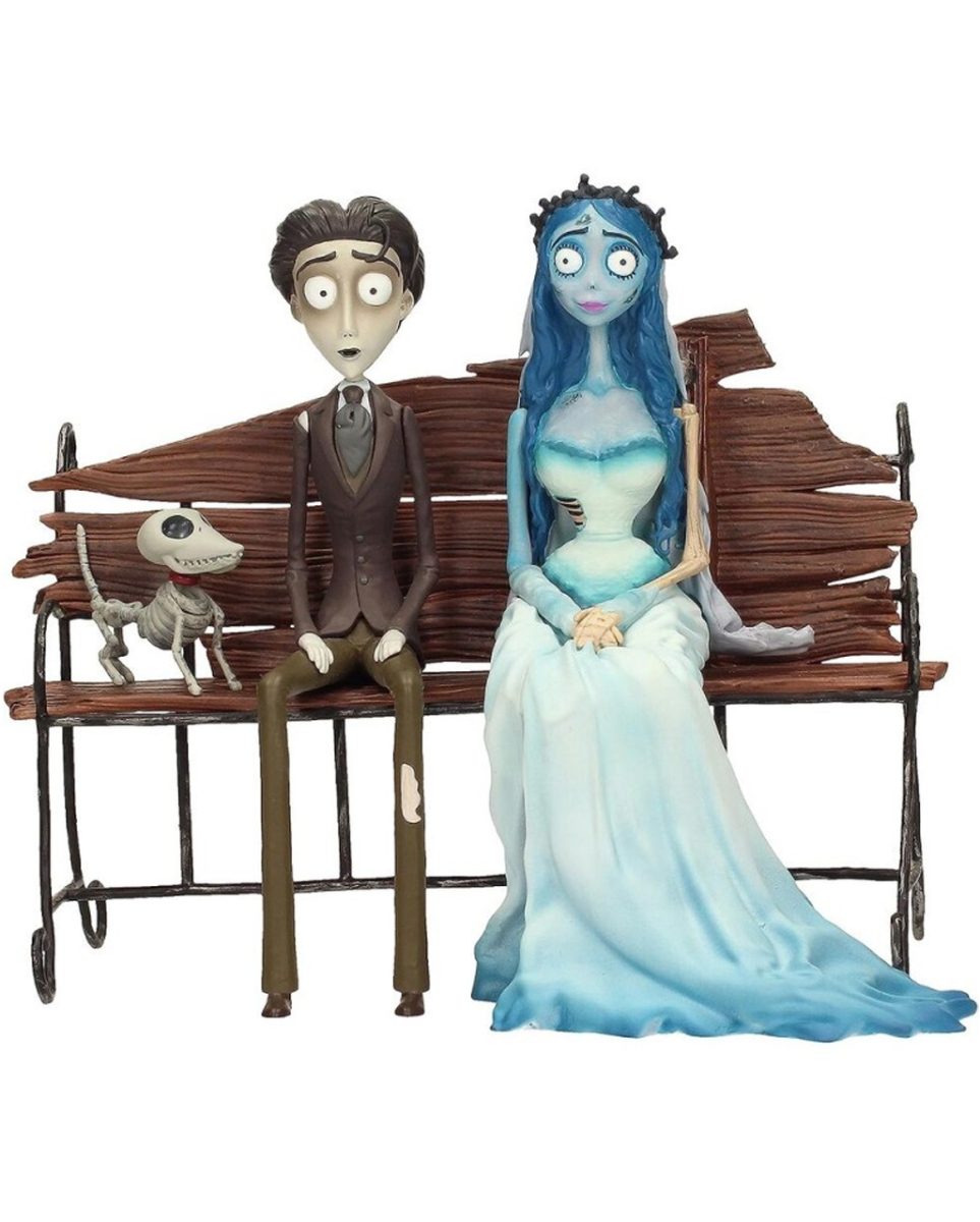 The Corpse Bride Emily & Victor auf Sargbank Figur